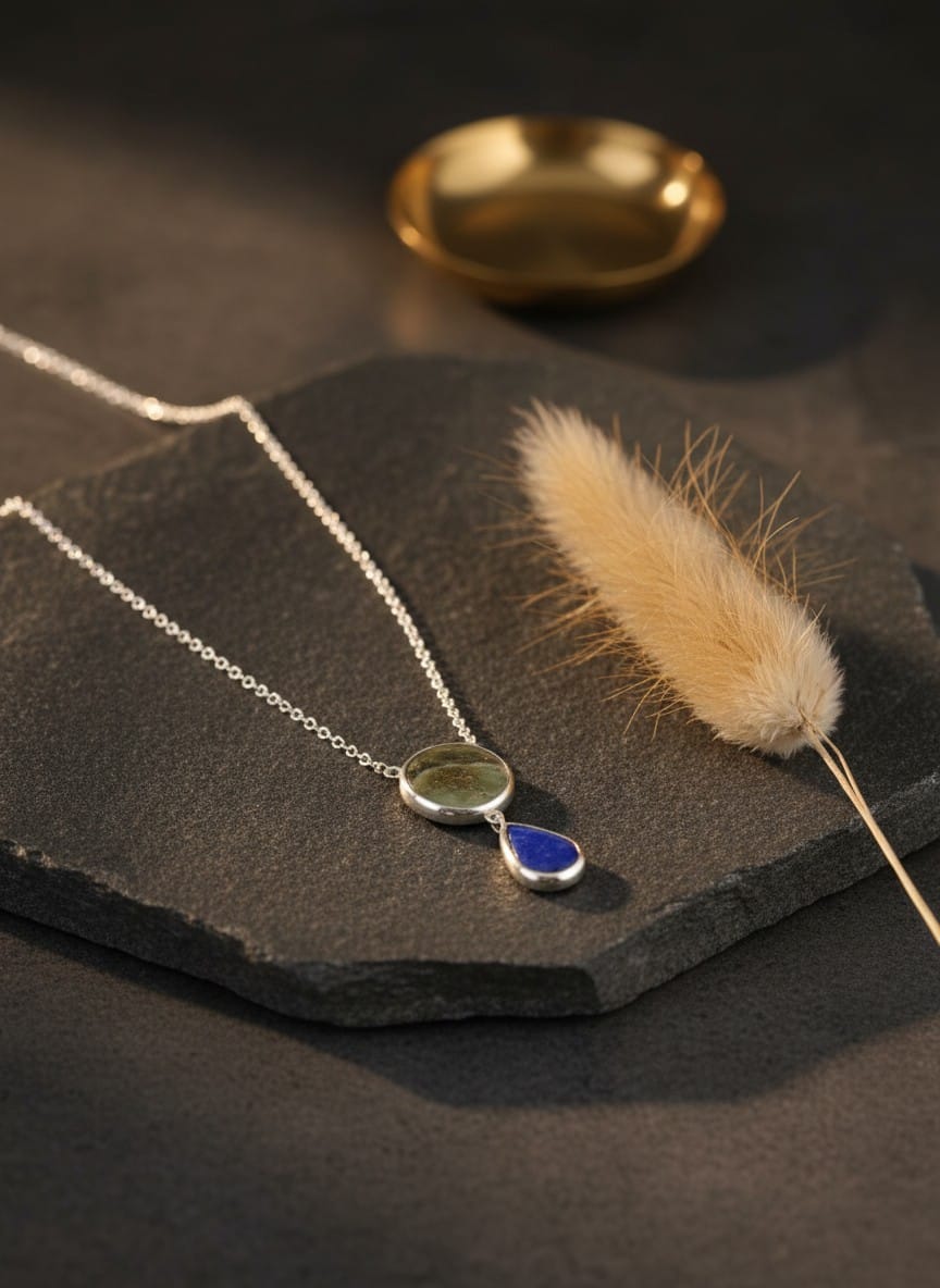 Afghan Handmade Peridot & Lapis Lazuli Necklace