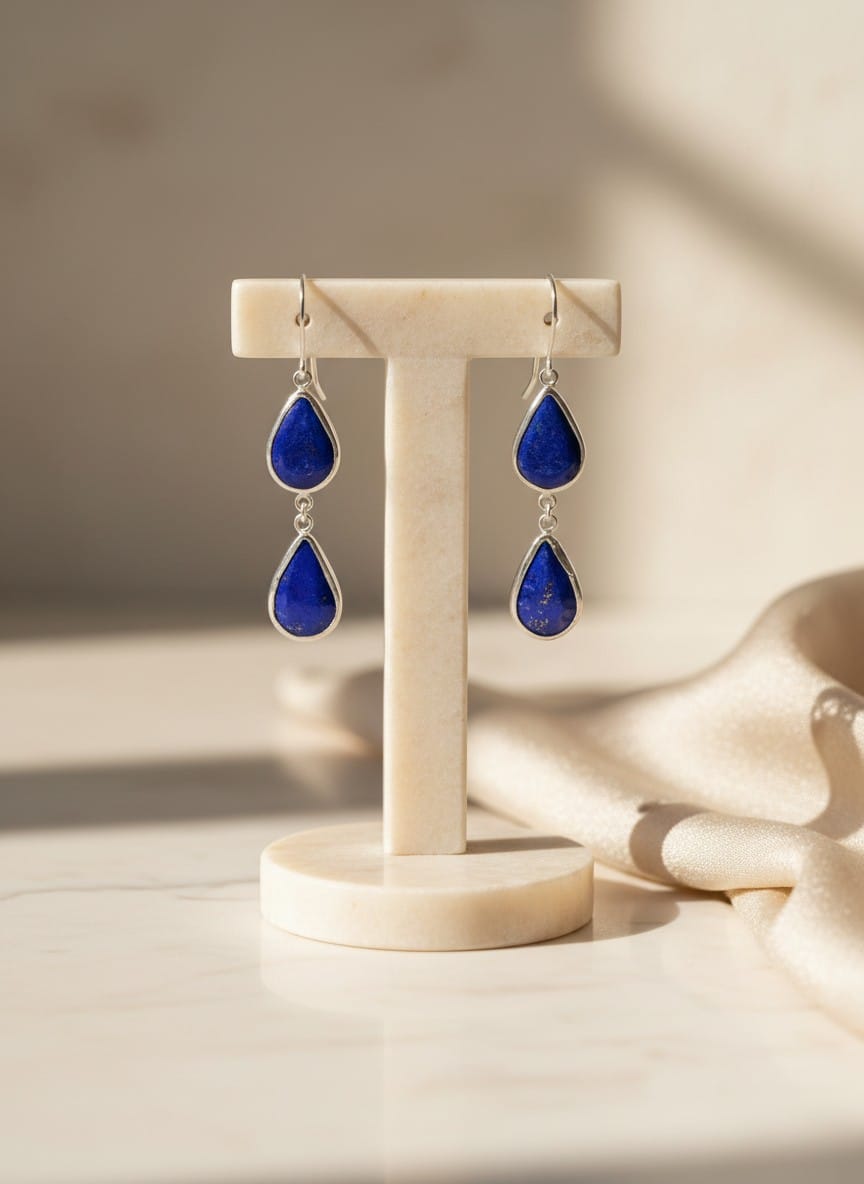 Handmade Lapis Lazuli Silver Earrings