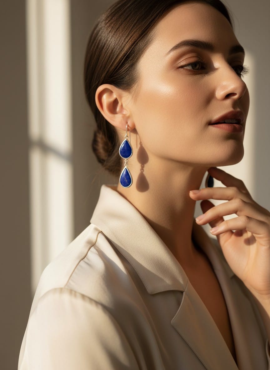 Handmade Lapis Lazuli Silver Earrings