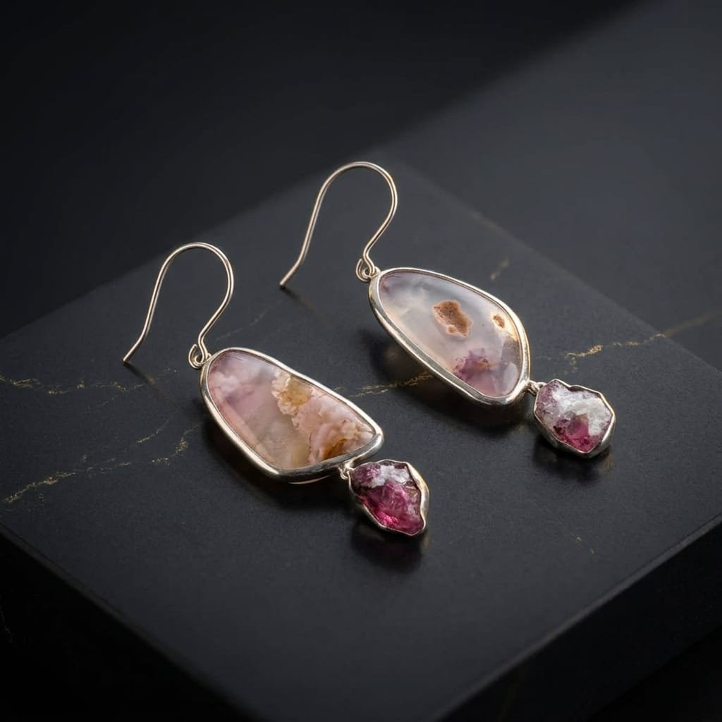 Amethyst & Jagdalak Ruby Silver Earrings
