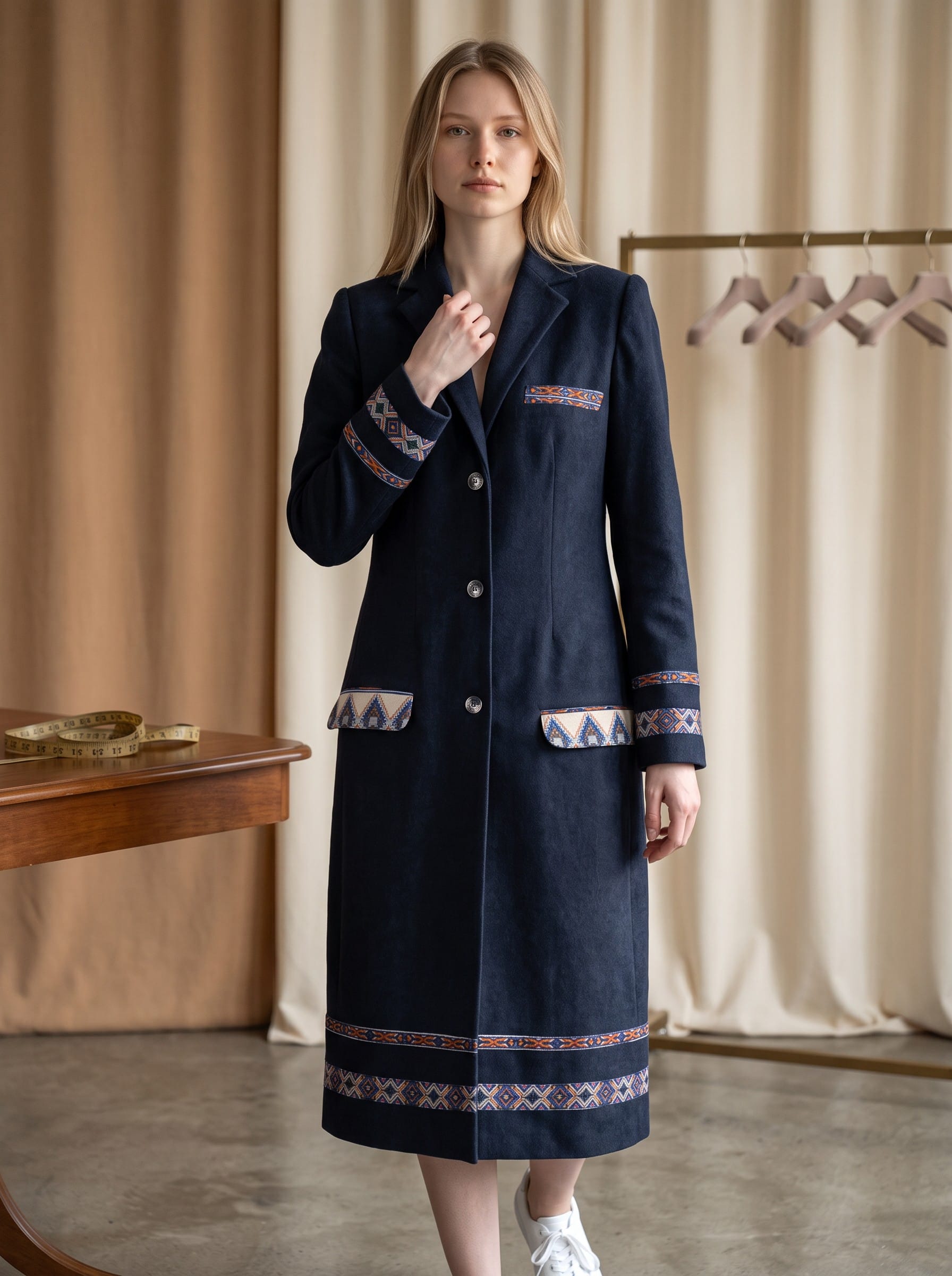 Lamayi Women Coat | Black Formal Embroidered Coat 