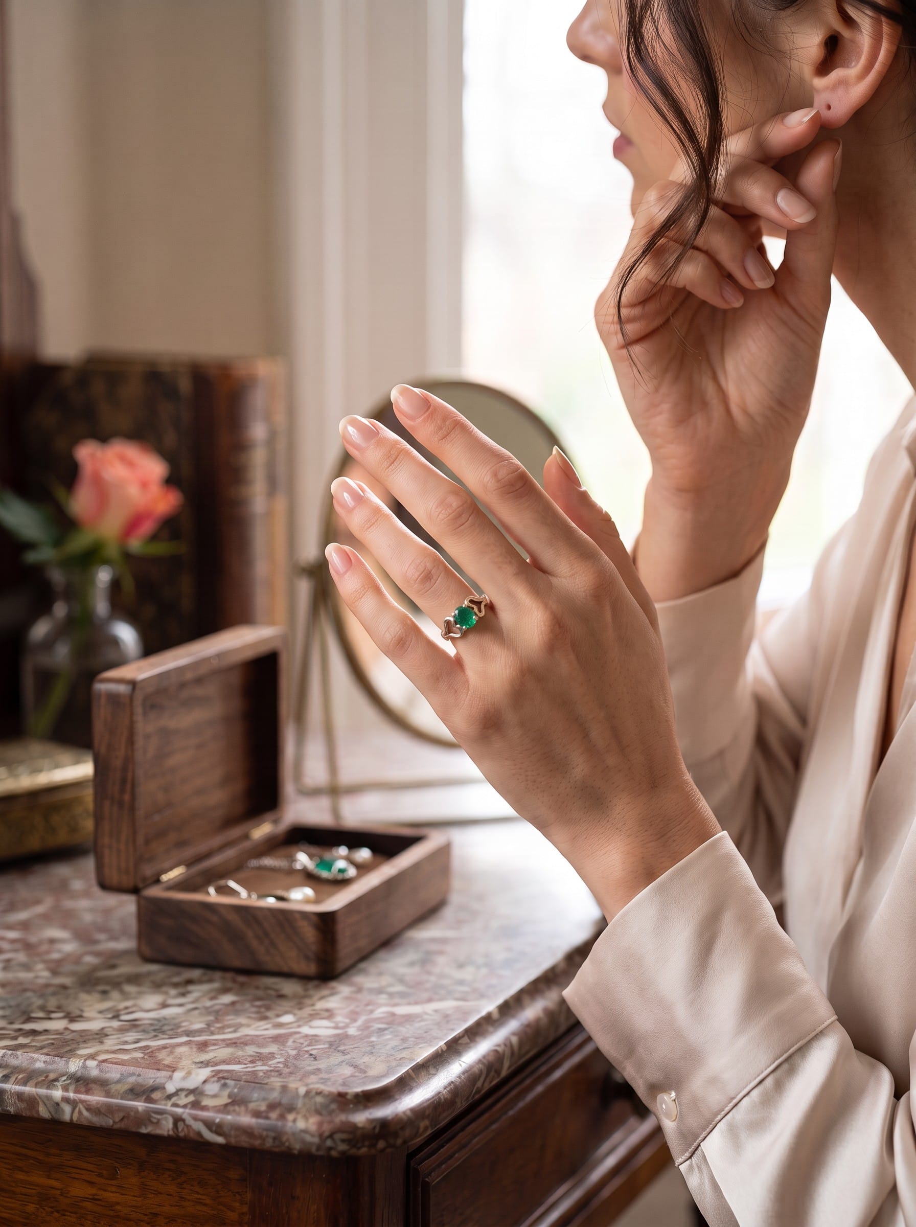 Emerald Green Panjshir Emerald Silver Ring