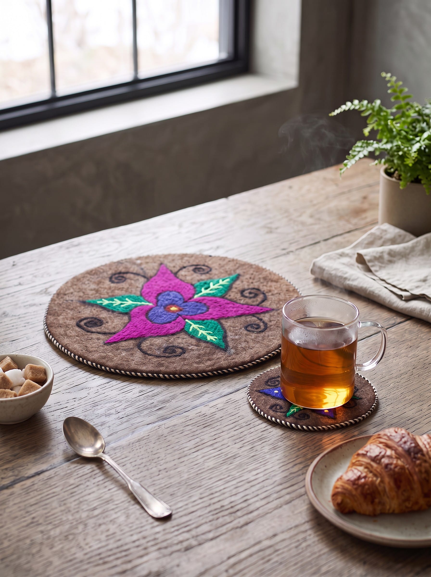 Handcrafted Teapot and Glass Placemats