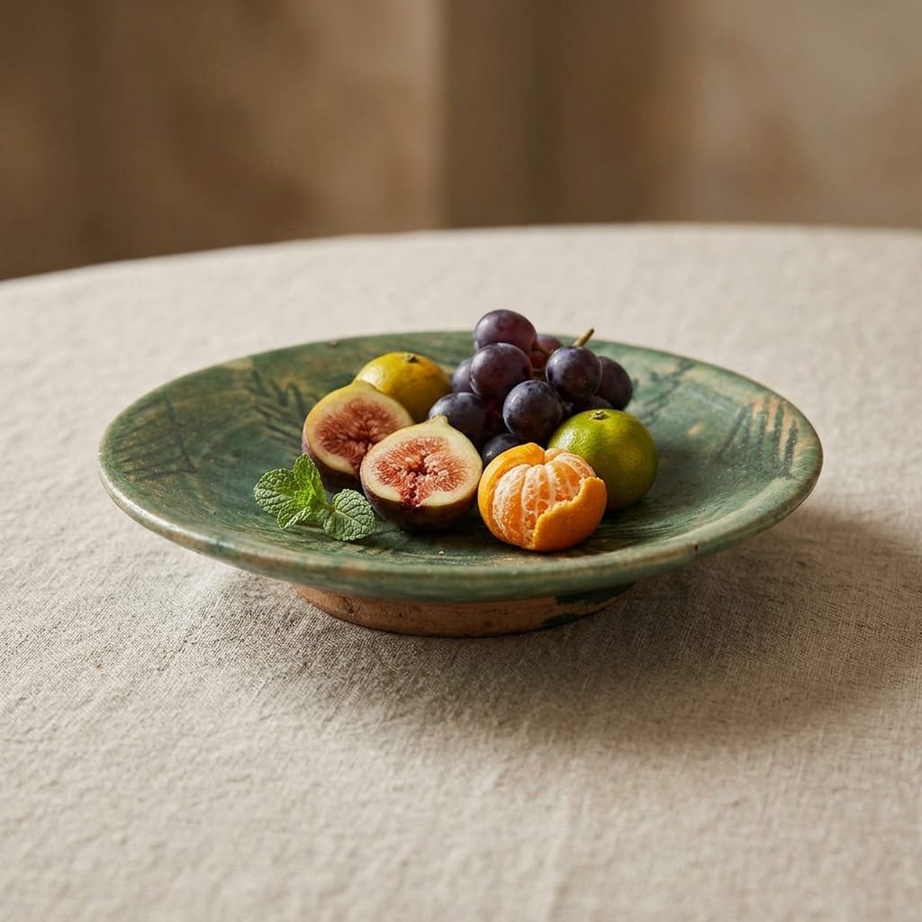 Ceramic Handmade Saucer | Handcrafted Green Ceramic Saucer